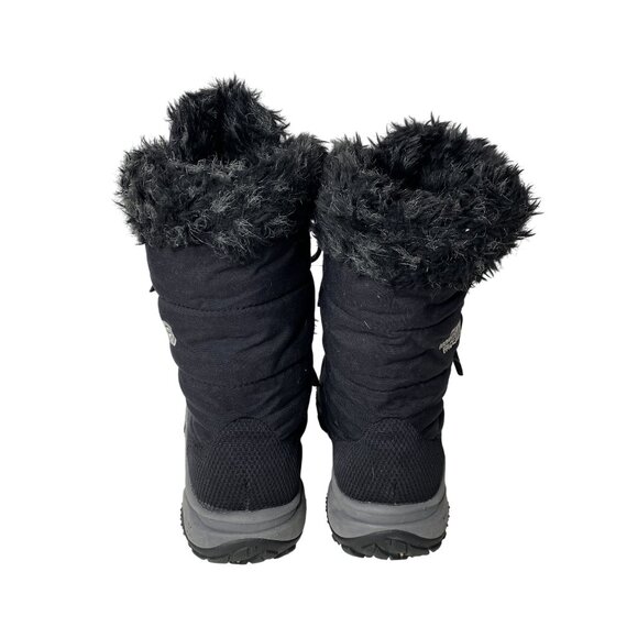 The North Face Womens Insulated Winter Boots Size 8 Black Faux Fur Trim - Picture 5 of 11